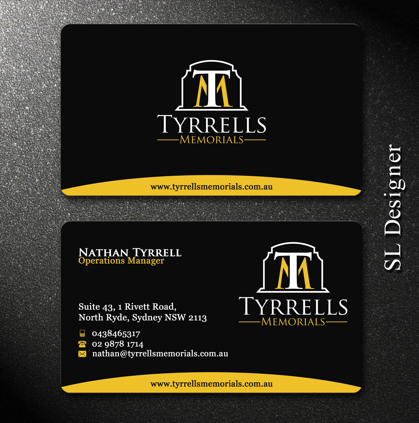 Business Card Design by SL Designer for Tyrrells Memorials | Design #12658569