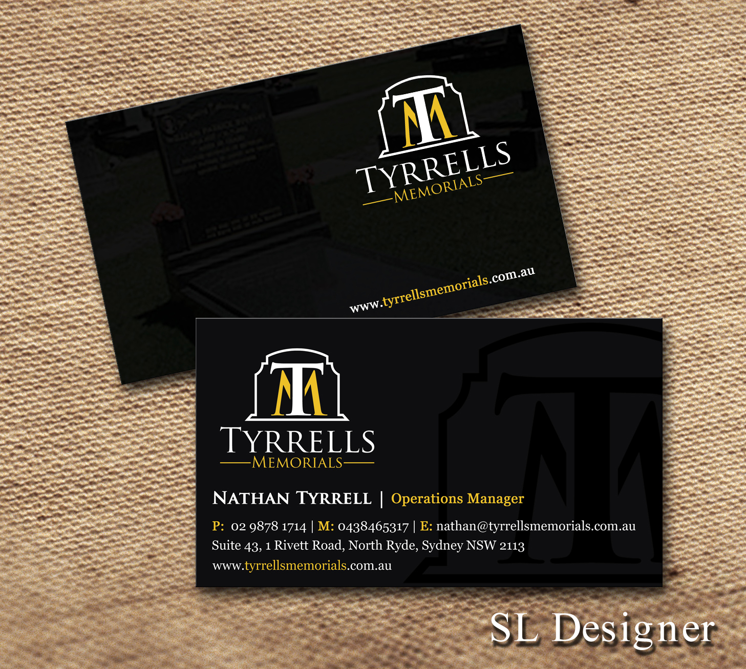 Business Card Design by SL Designer for Tyrrells Memorials | Design #12658582