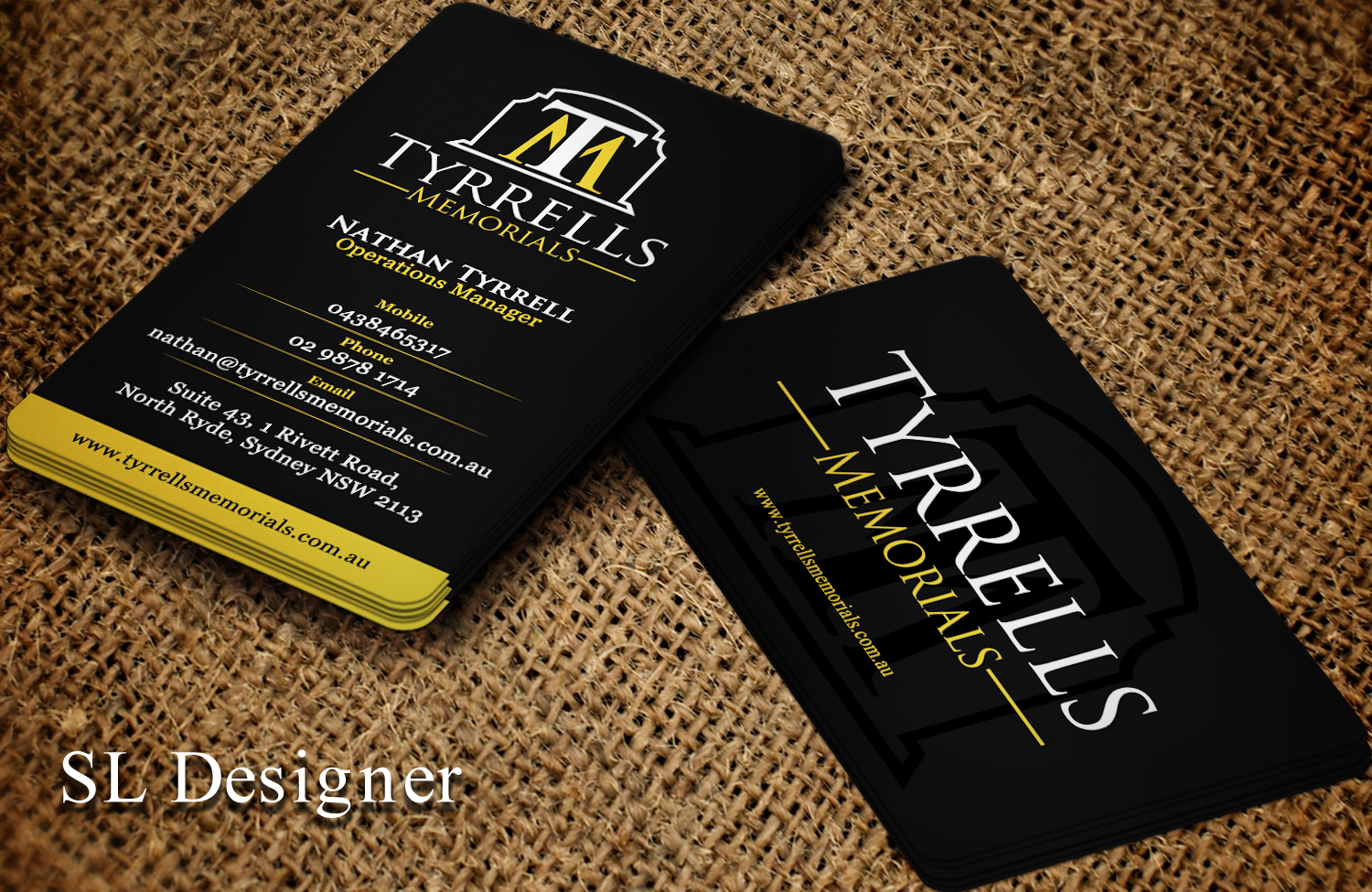 Business Card Design by SL Designer for Tyrrells Memorials | Design #12658585