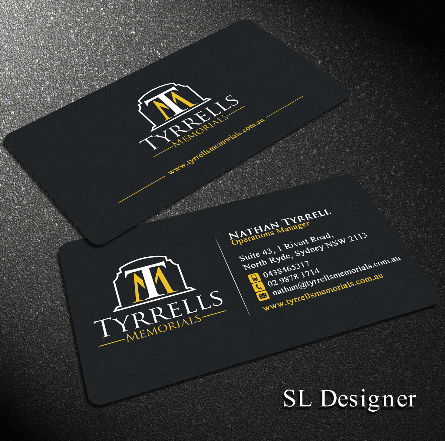 Business Card Design by SL Designer for Tyrrells Memorials | Design #12658587