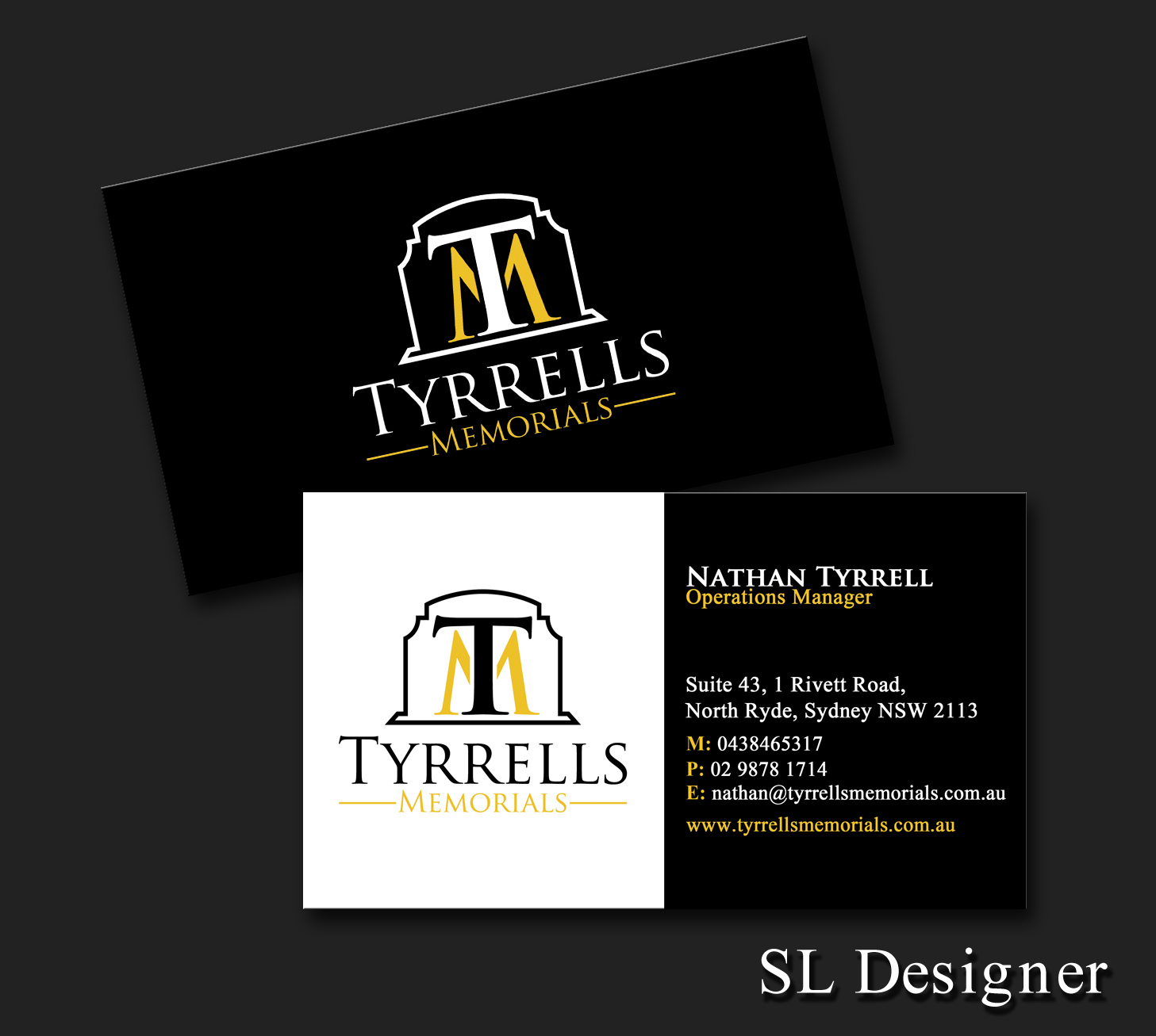 Business Card Design by SL Designer for Tyrrells Memorials | Design #12658707
