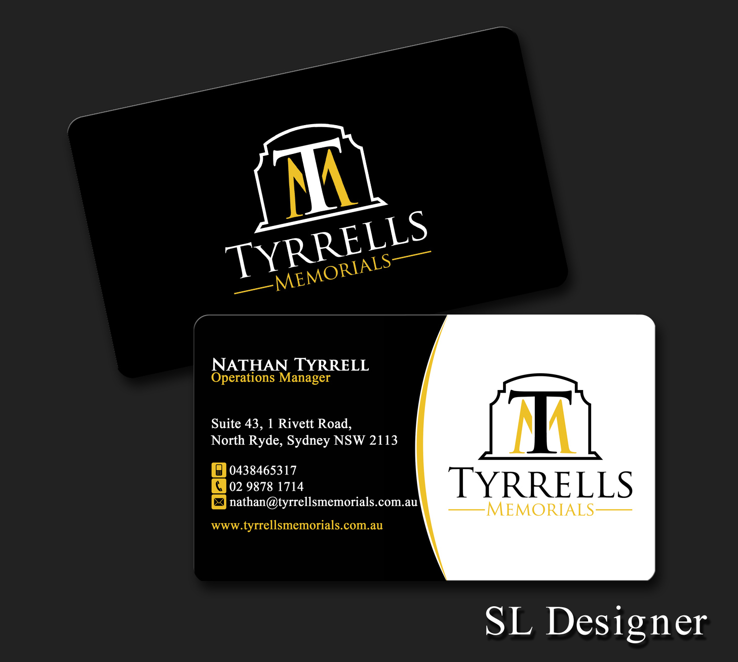 Business Card Design by SL Designer for Tyrrells Memorials | Design #12658708