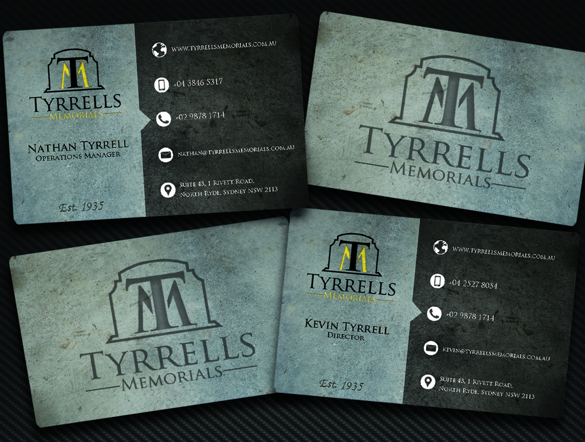 Business Card Design by KRAZ Co. for Tyrrells Memorials | Design #12712264