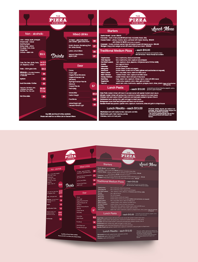 Menu Design by DG for Pizza Club | Design #12668013