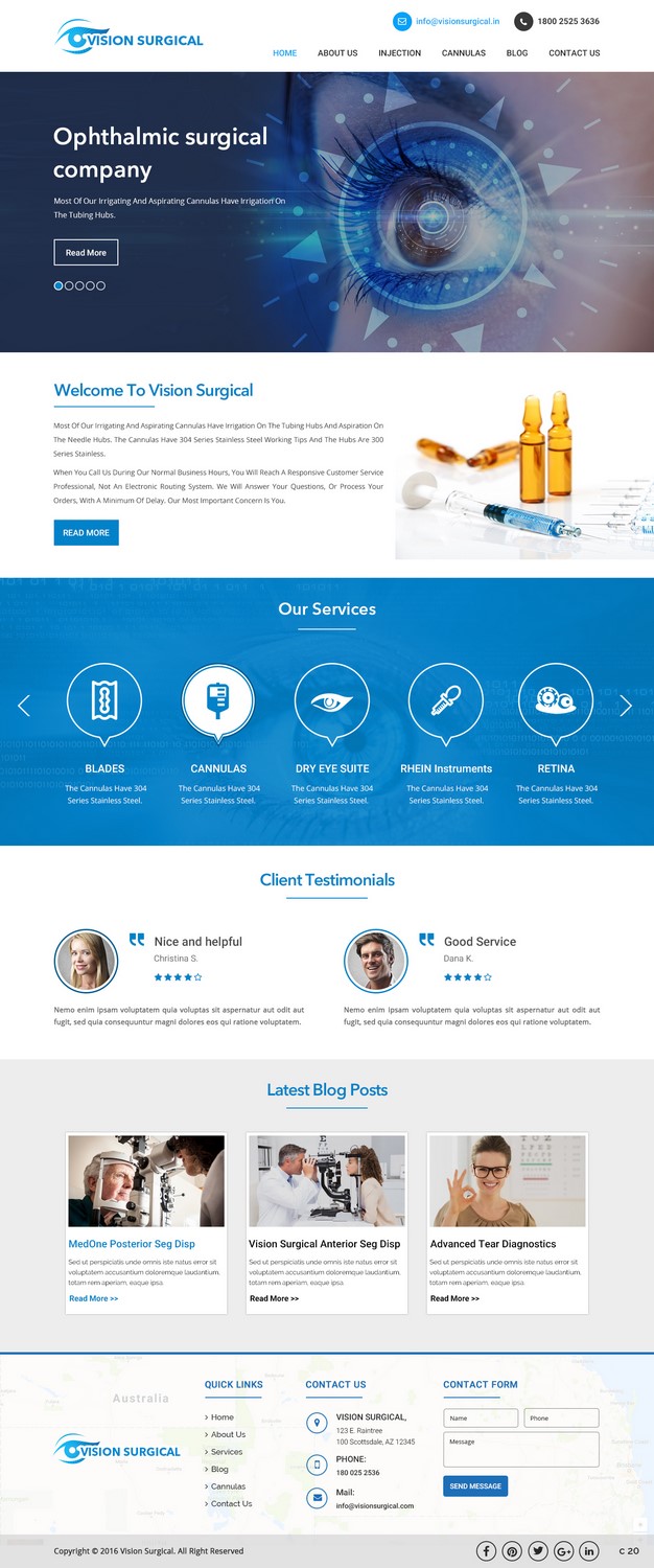 Web Design par pb pour Vision Surgical  | Design #12666881