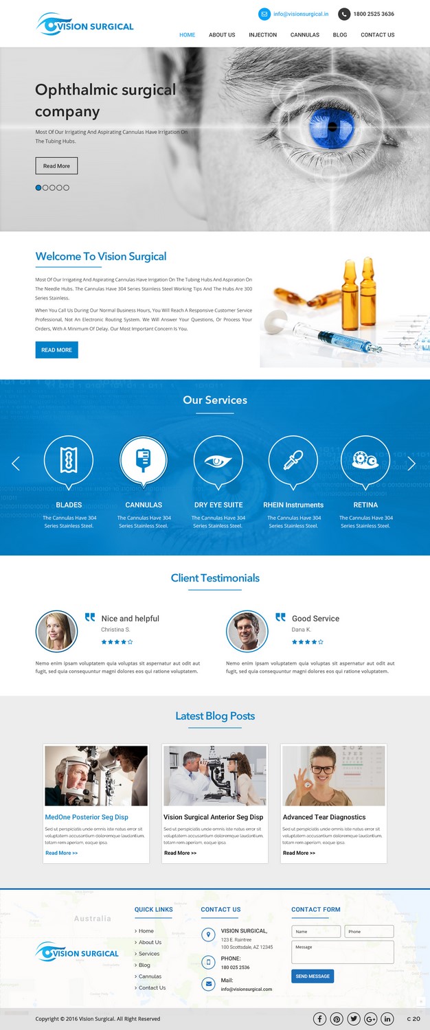 Web Design par pb pour Vision Surgical  | Design #12666884