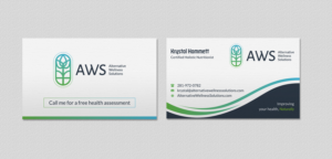 Design de Carte de Visite par INDIAN_Ashok pour Alternative Wellness Solutions  | Design : #12672714