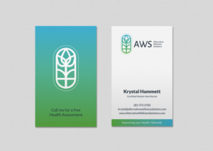 Design de Carte de Visite par INDIAN_Ashok pour Alternative Wellness Solutions  | Design : #12672721