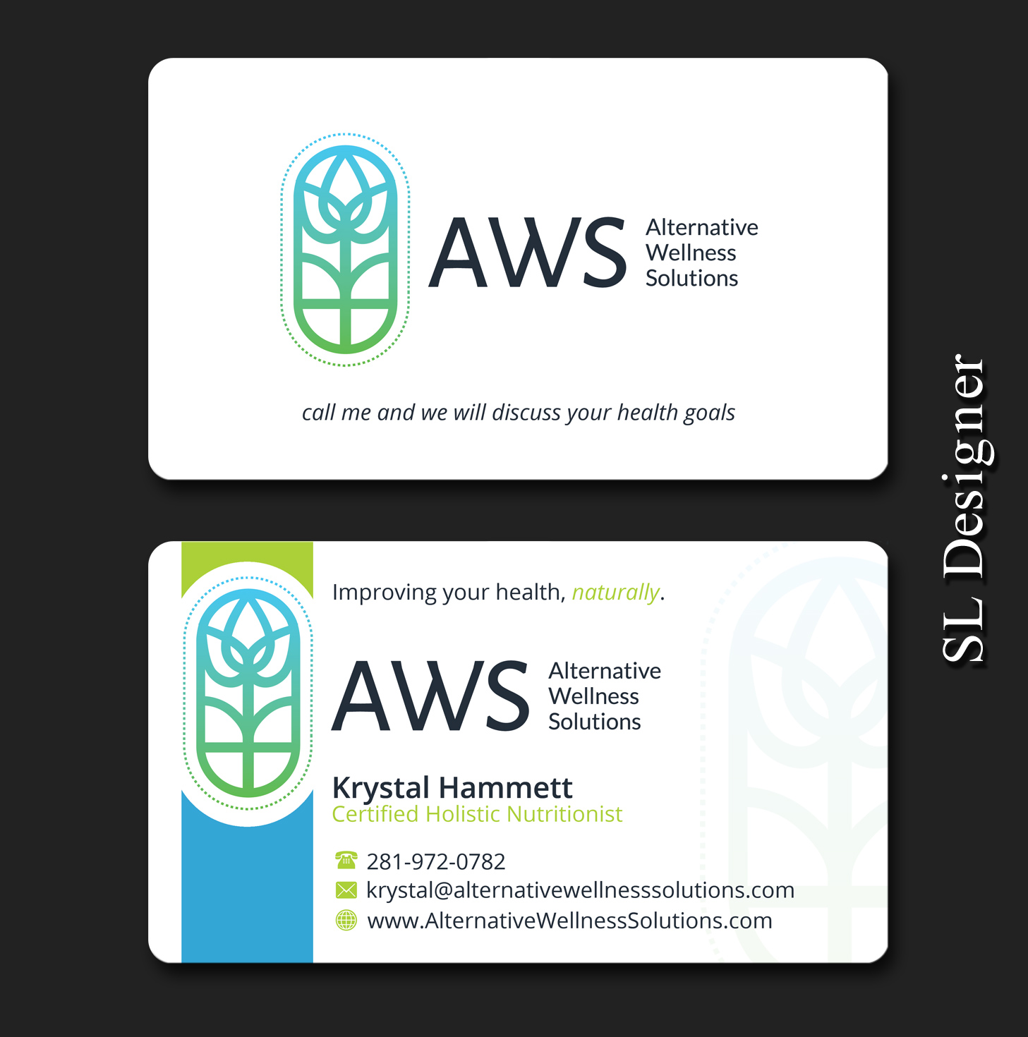 Design de Carte de Visite par SL Designer pour Alternative Wellness Solutions  | Design #12669303