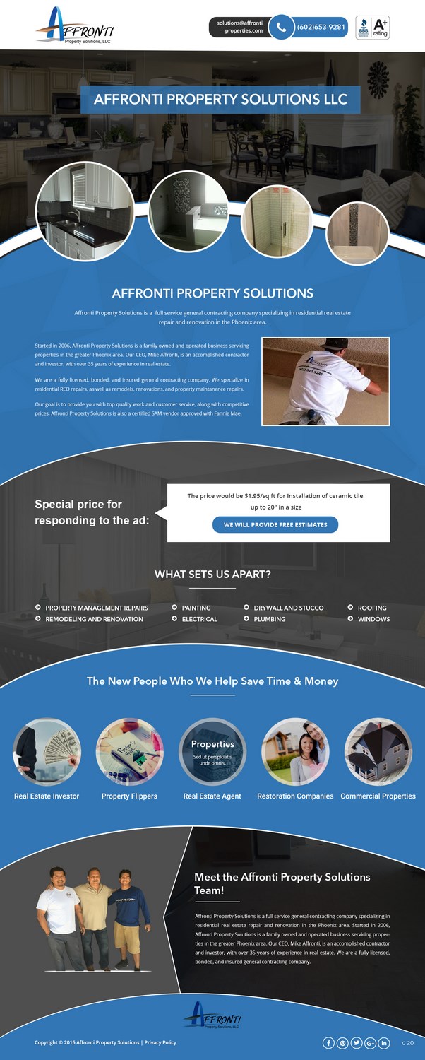 Web Design by pb for Affronti Property Solutions LLC | Design #12677107