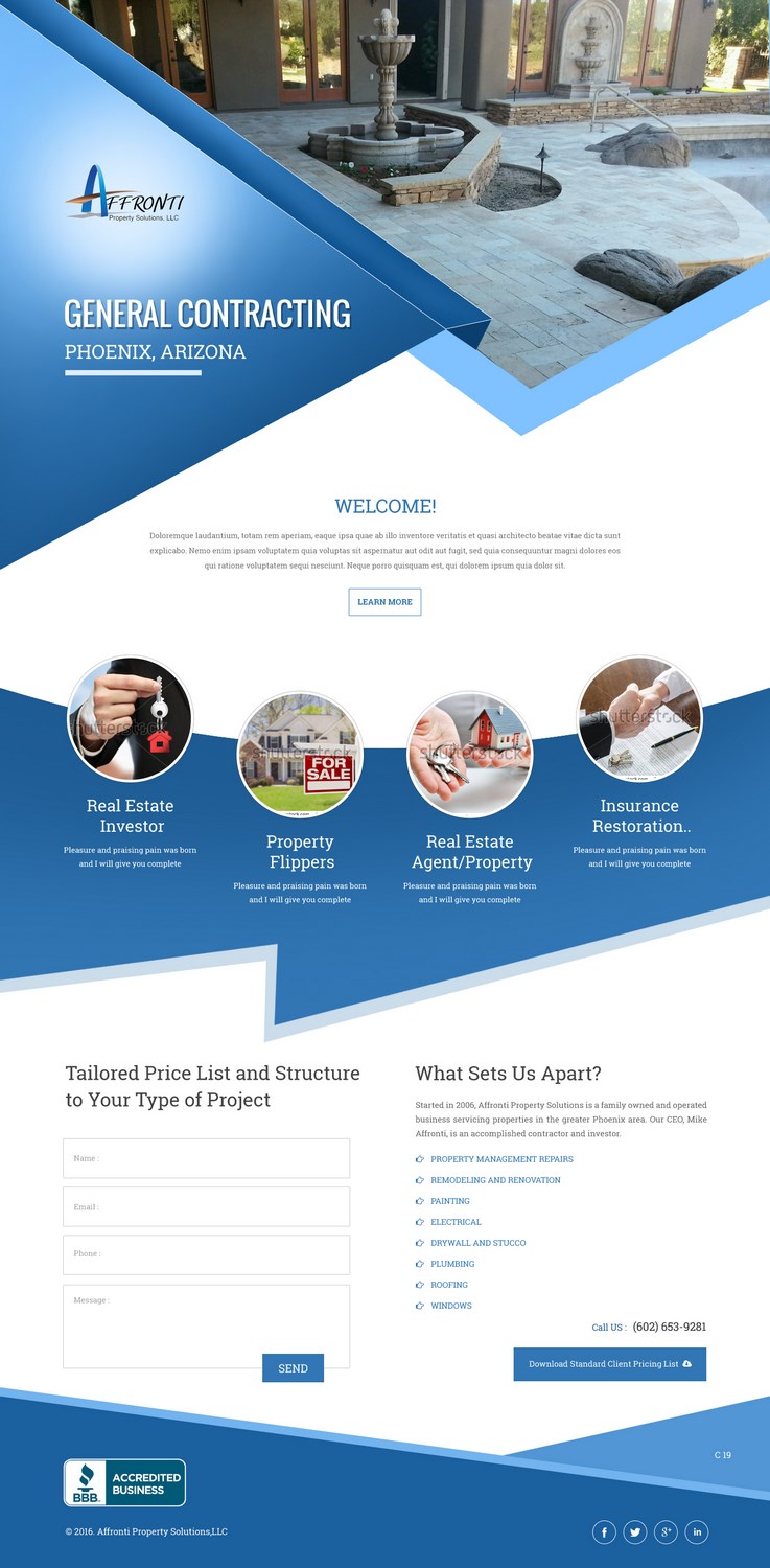Web Design par pb pour Affronti Property Solutions LLC | Design #12677126
