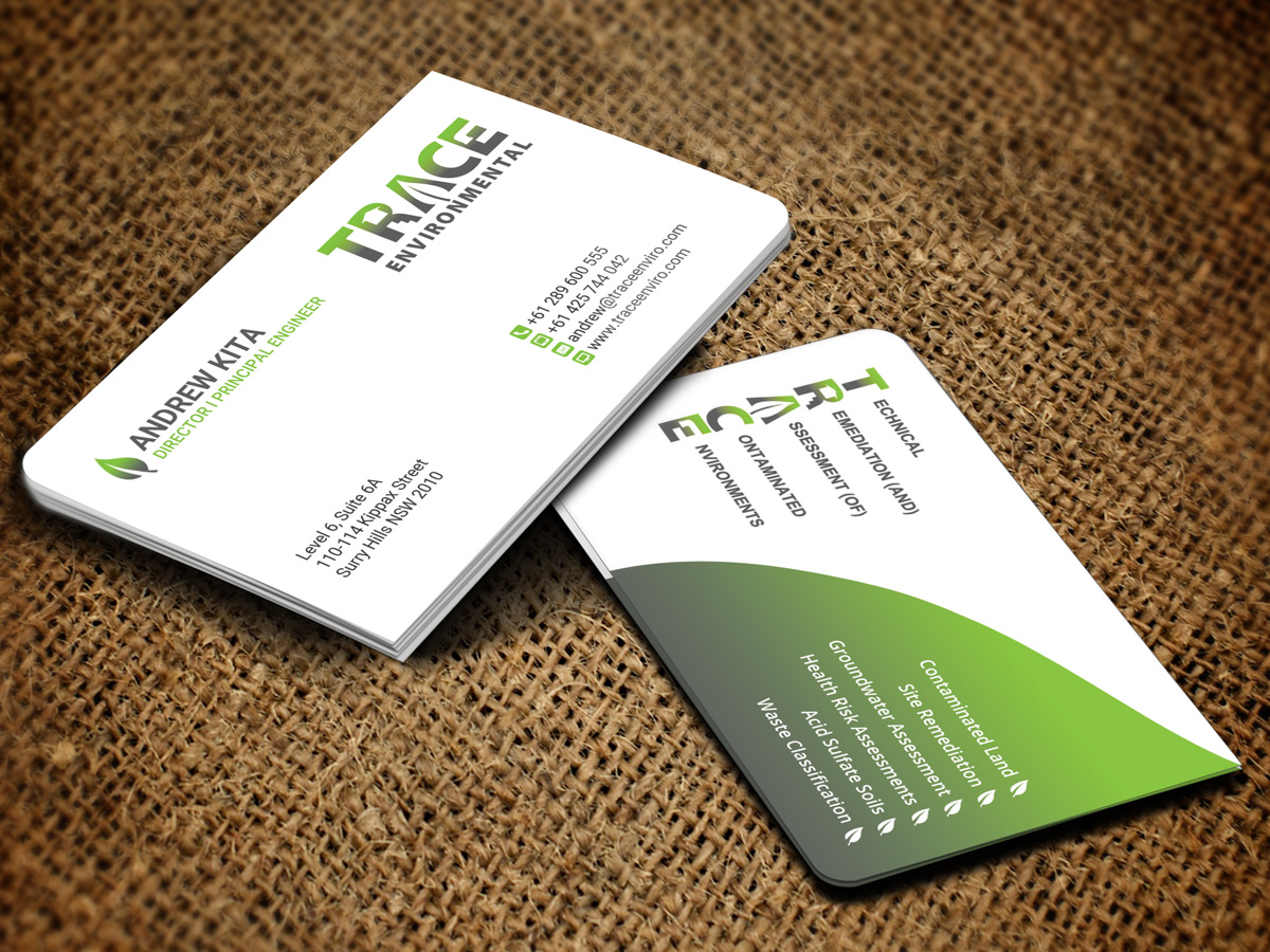 Business Card Design by Sandaruwan for TRACE Environmental | Design #12758605