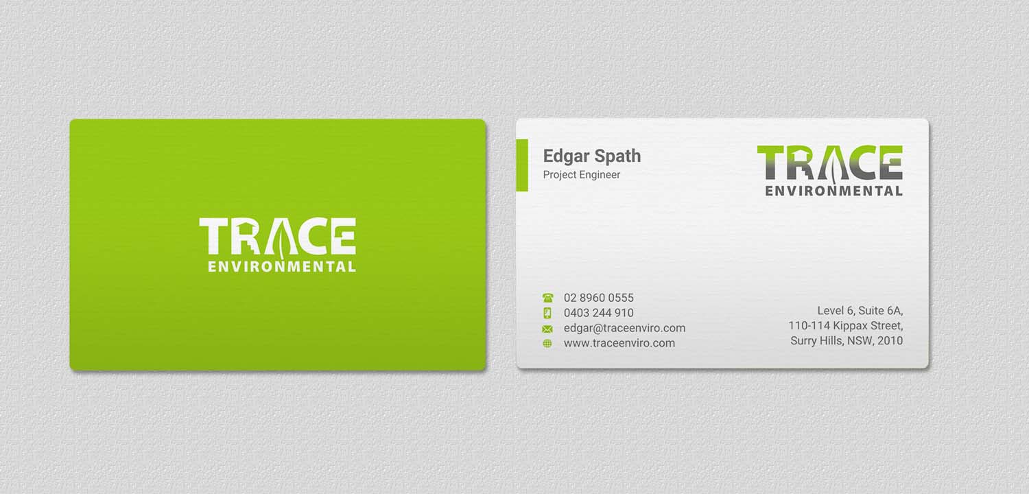 Business Card Design by INDIAN_Ashok for TRACE Environmental | Design #12716563