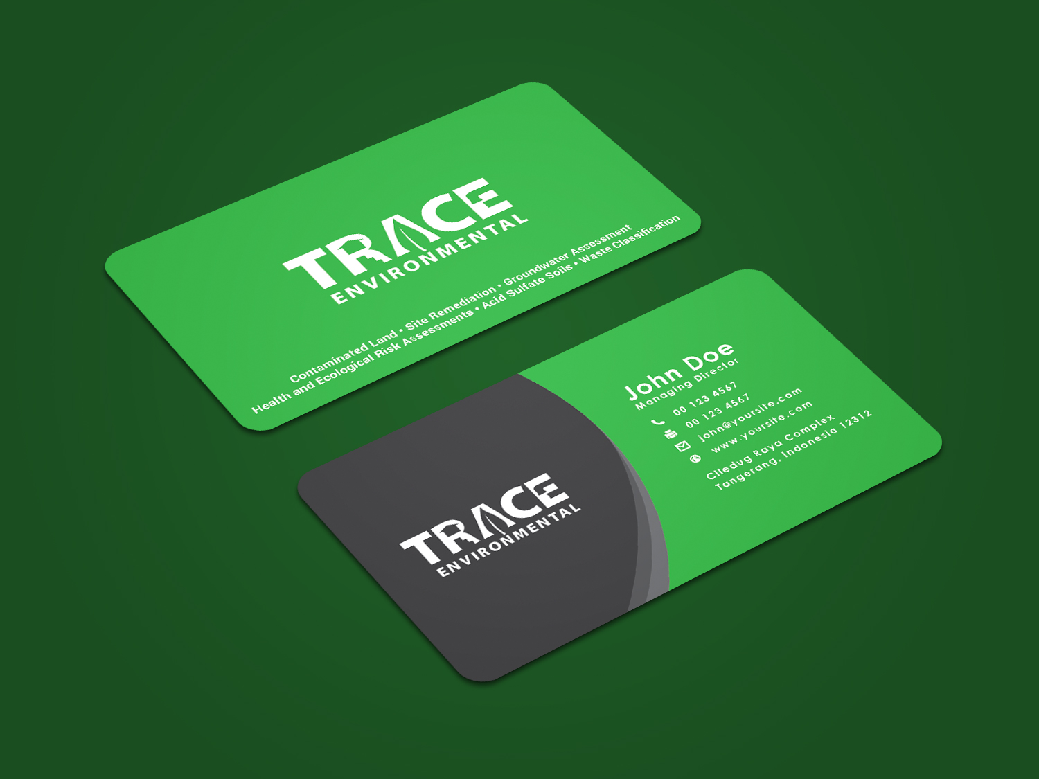 Business Card Design by alvinfadoil for TRACE Environmental | Design #12698255
