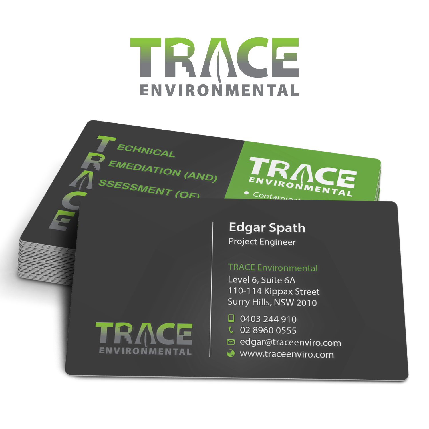 Business Card Design by adiazudin for TRACE Environmental | Design #12697355