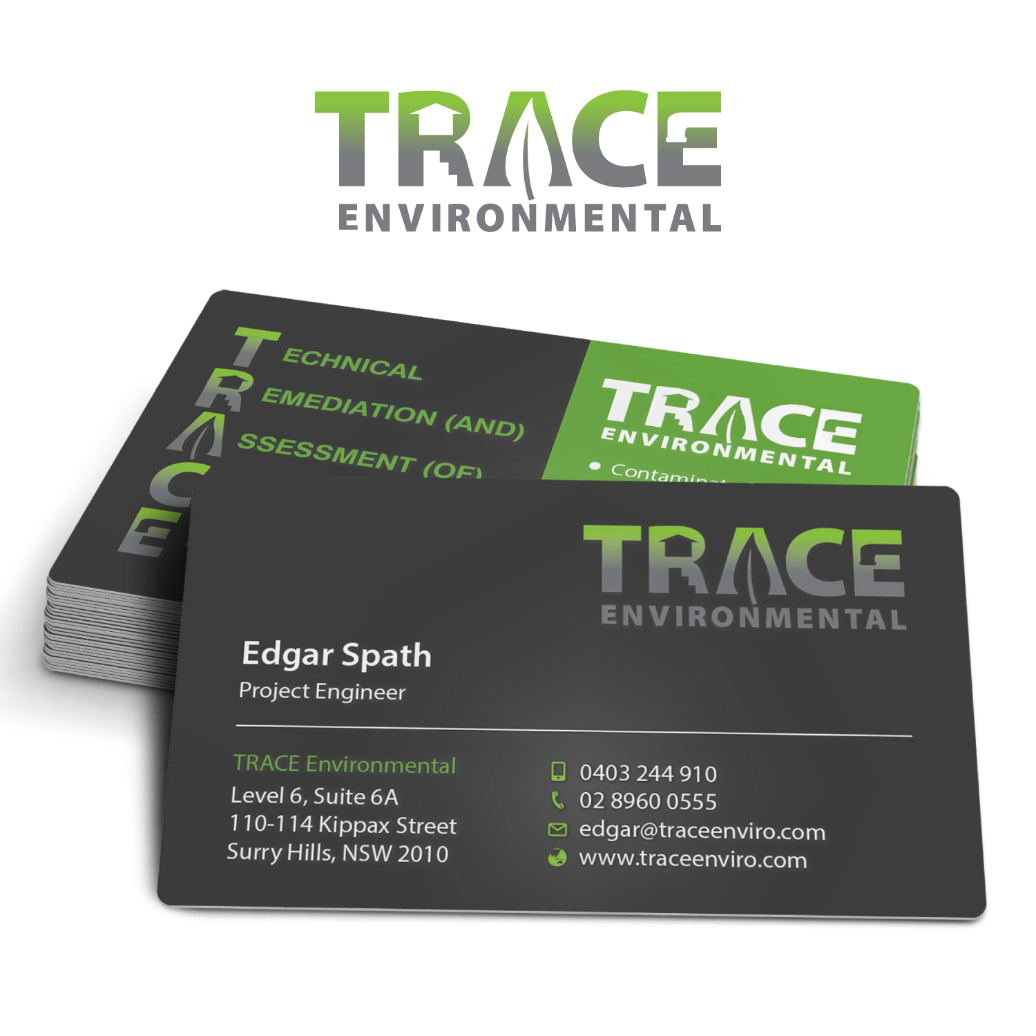 Business Card Design by adiazudin for TRACE Environmental | Design #12697501
