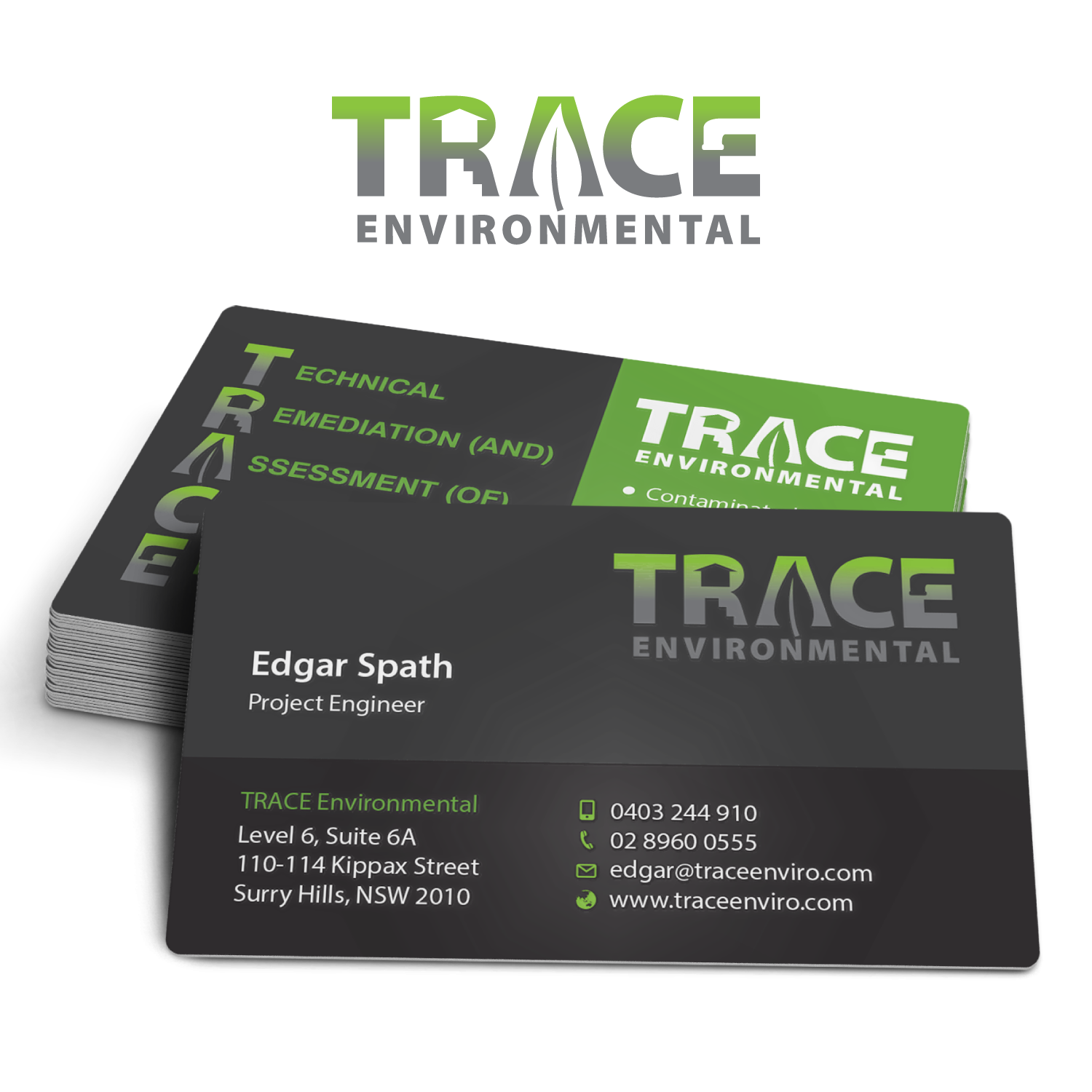 Business Card Design by adiazudin for TRACE Environmental | Design #12697512