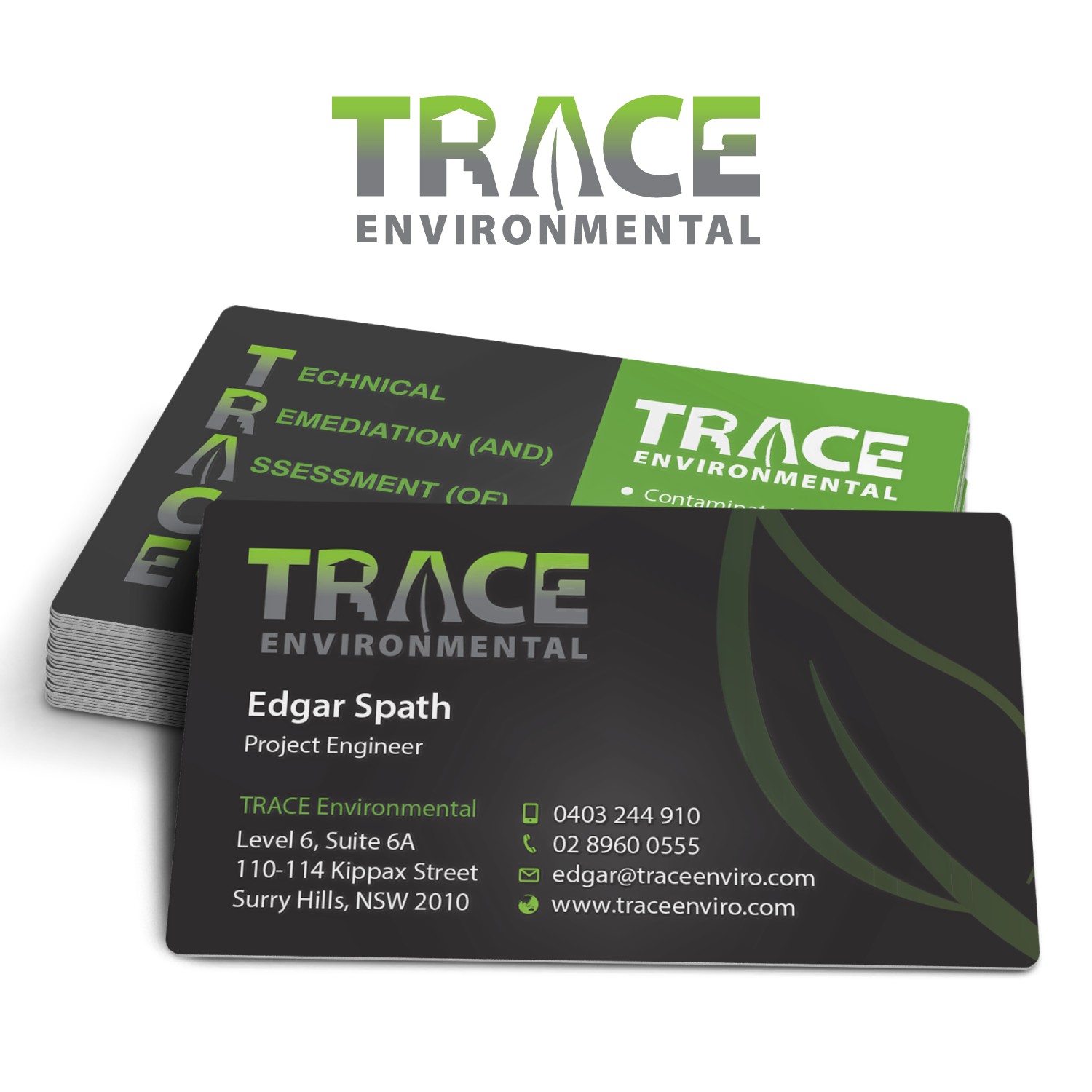 Business Card Design by adiazudin for TRACE Environmental | Design #12697895
