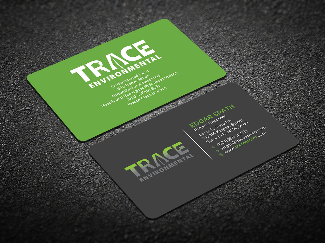 Business Card Design by Verified artistry for TRACE Environmental | Design #12708216