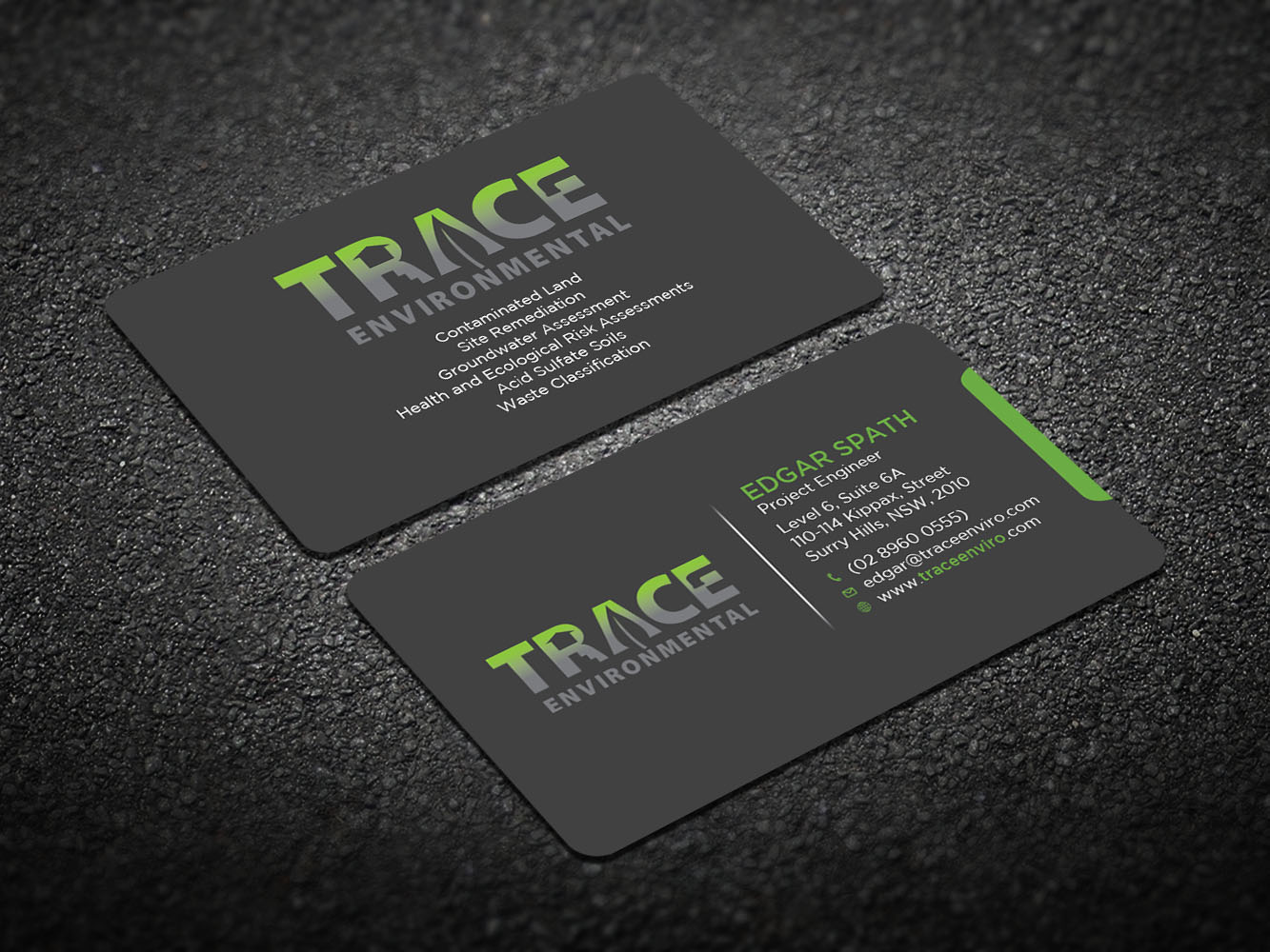 Business Card Design by Verified artistry for TRACE Environmental | Design #12708217