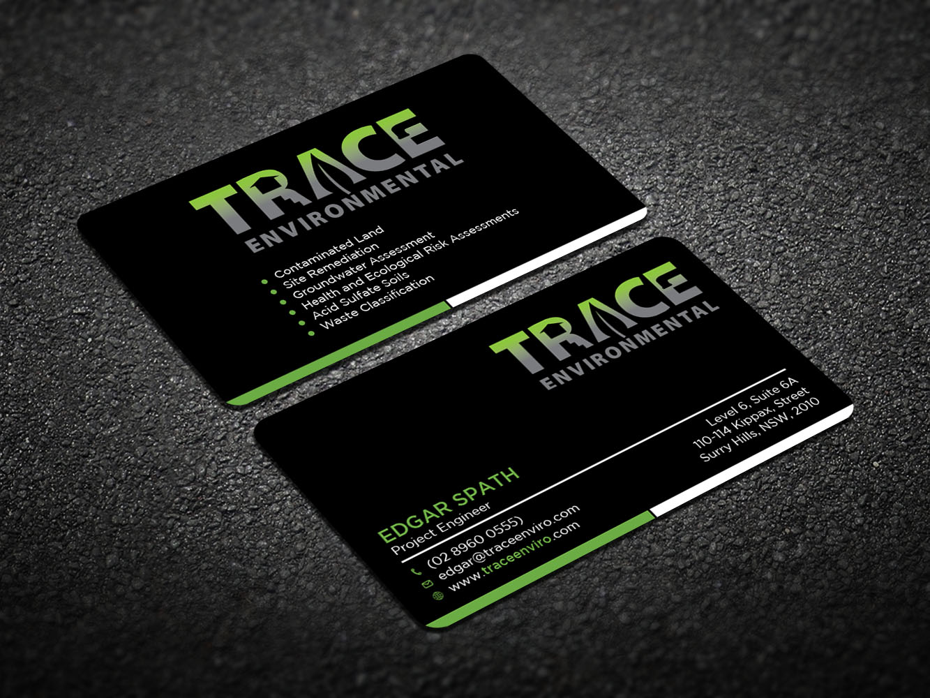 Business Card Design by Verified artistry for TRACE Environmental | Design #12708218