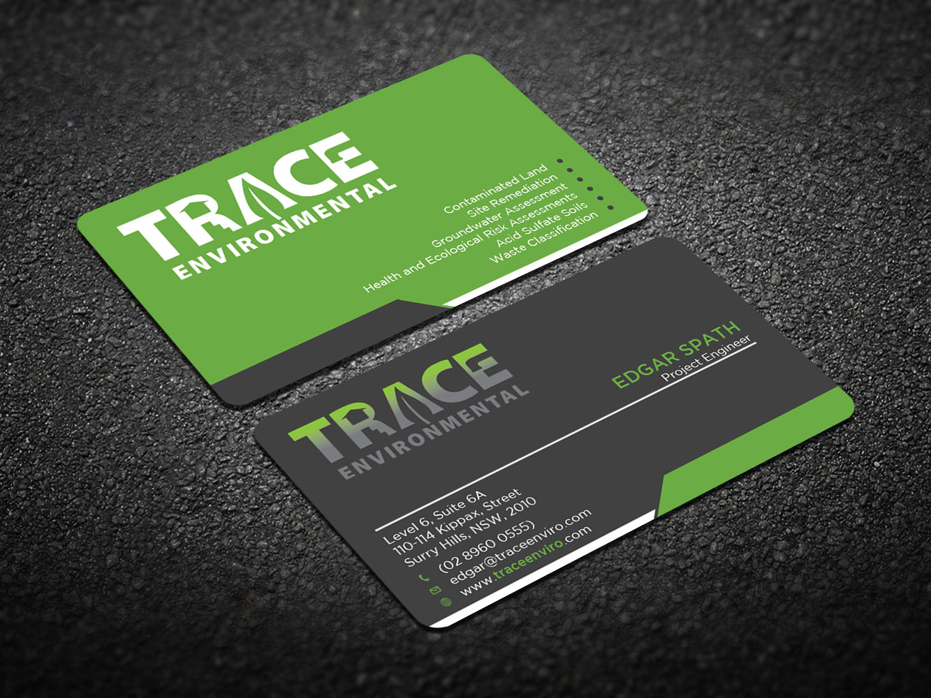 Business Card Design by Verified artistry for TRACE Environmental | Design #12708227