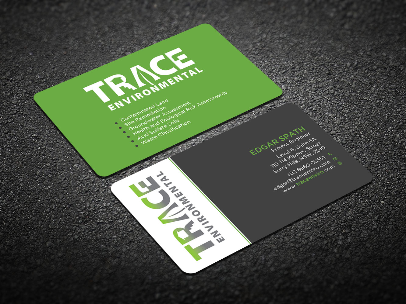 Visitenkarten-Design von Verified artistry (Design garden) für TRACE Environmental | Design #12708229