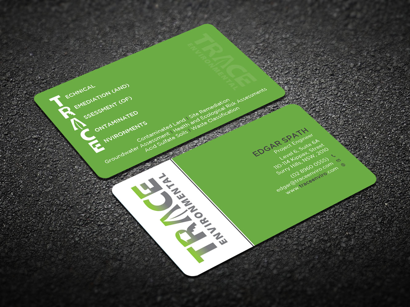 Business Card Design by Verified artistry for TRACE Environmental | Design #12725015