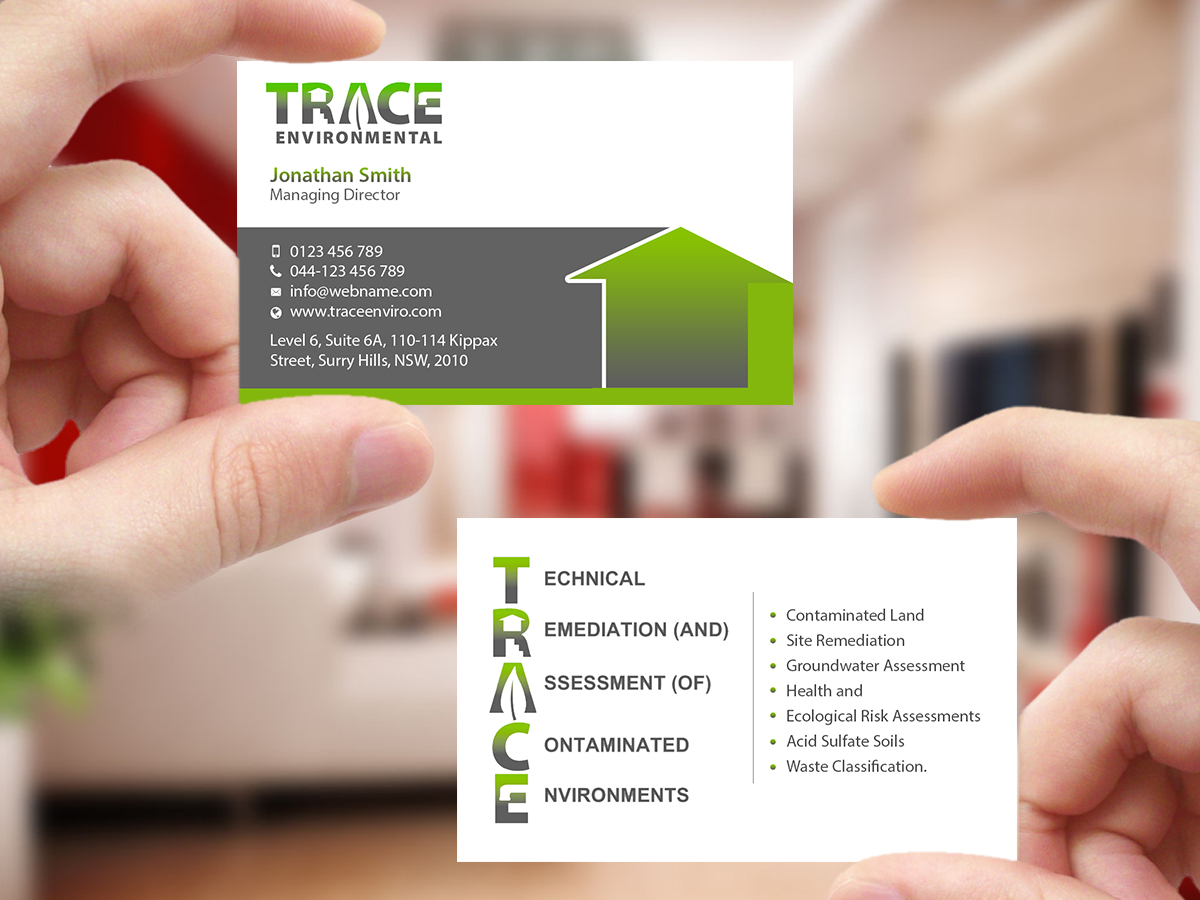 Visitenkarten-Design von Creations Box 2015 für TRACE Environmental | Design #12707110