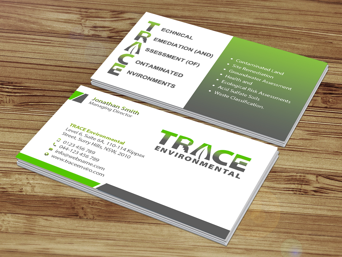 Visitenkarten-Design von Creations Box 2015 für TRACE Environmental | Design #12707112