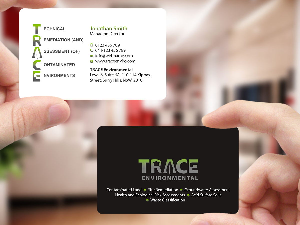 Business Card Design by Creations Box 2015 for TRACE Environmental | Design #12712587