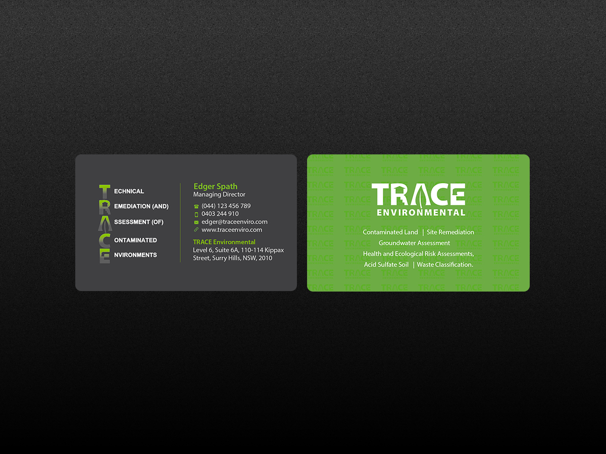 Business Card Design by Creations Box 2015 for TRACE Environmental | Design #12712592