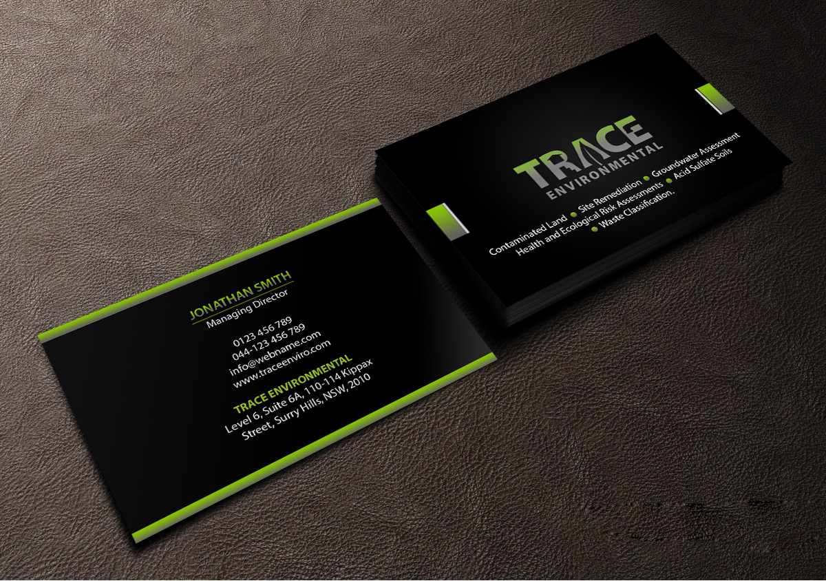 Business Card Design by Creations Box 2015 for TRACE Environmental | Design #12712597