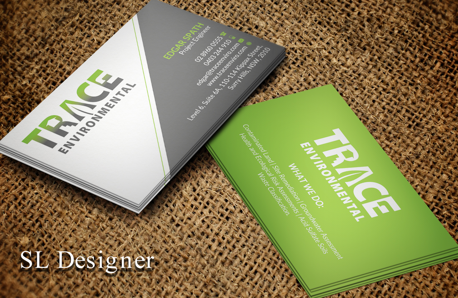 Visitenkarten-Design von SL Designer für TRACE Environmental | Design #12697612