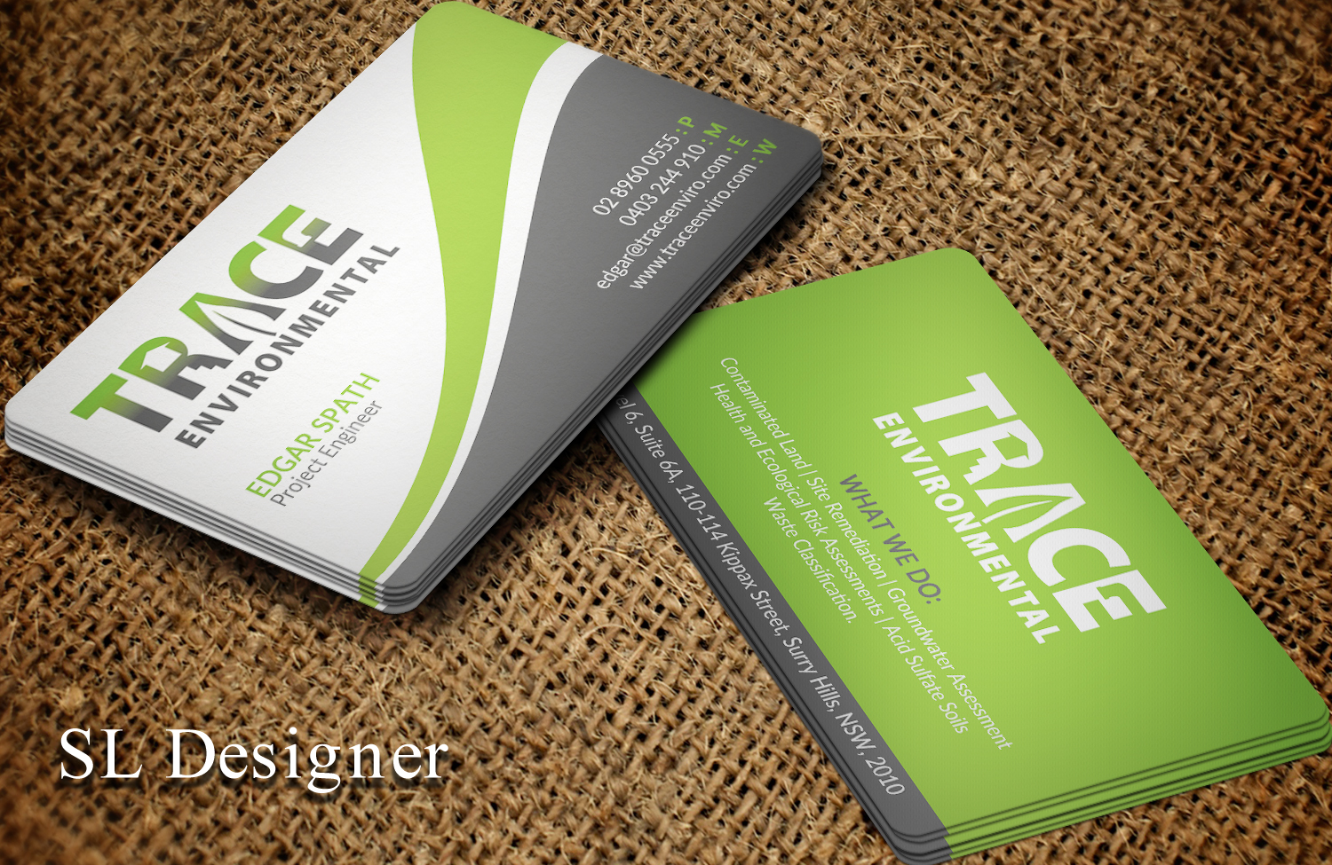Visitenkarten-Design von SL Designer für TRACE Environmental | Design #12697625