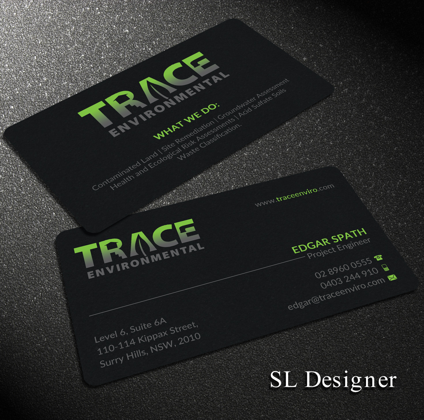 Visitenkarten-Design von SL Designer für TRACE Environmental | Design #12697632
