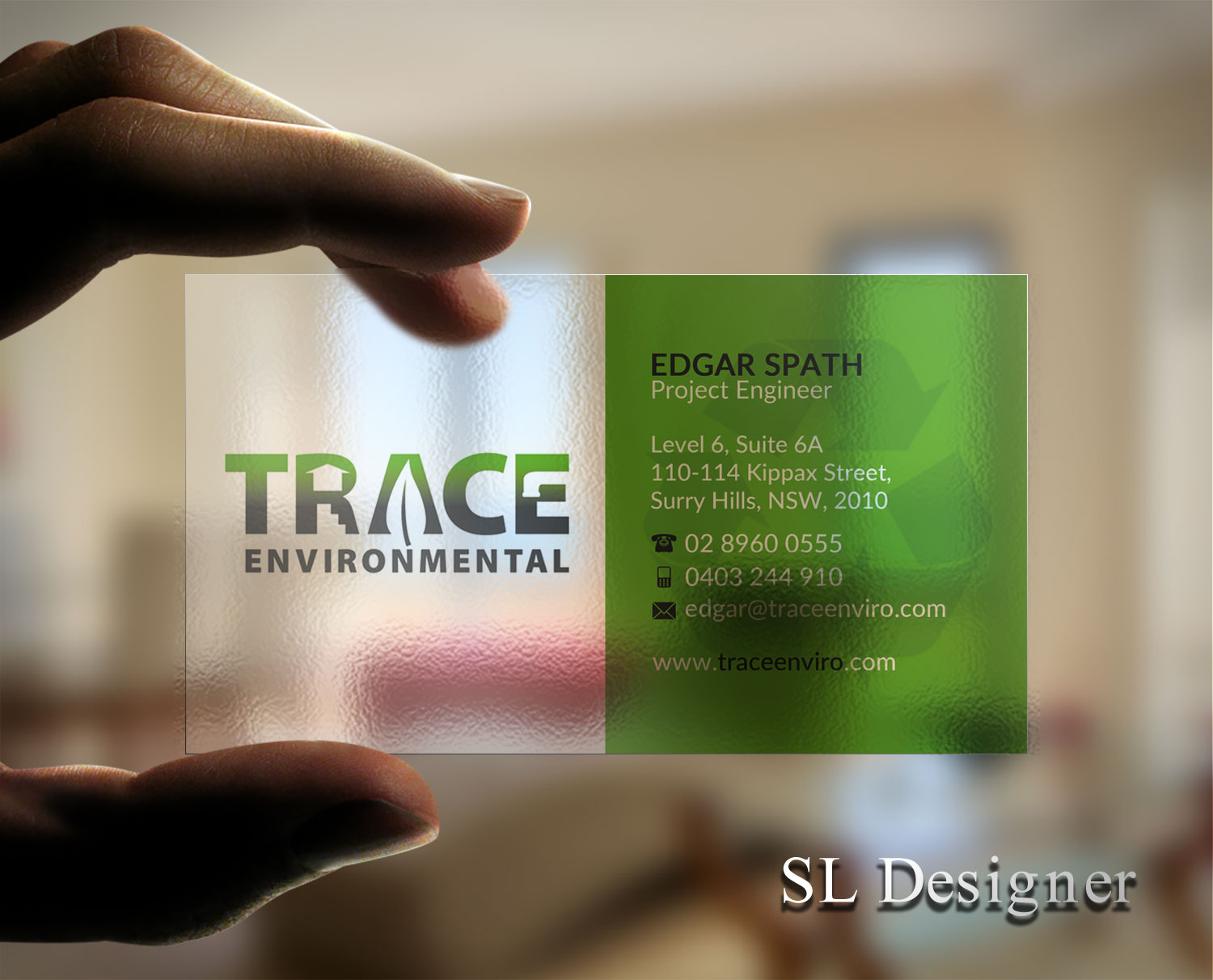 Business Card Design by SL Designer for TRACE Environmental | Design #12722347