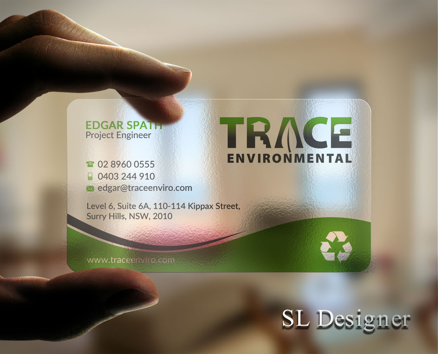Business Card Design by SL Designer for TRACE Environmental | Design #12739253