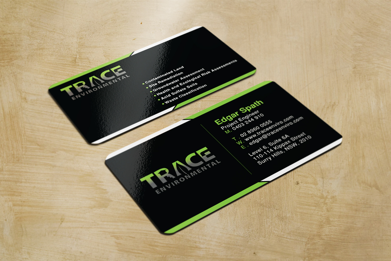 Business Card Design by tanmoy.pramanik for TRACE Environmental | Design #12697274