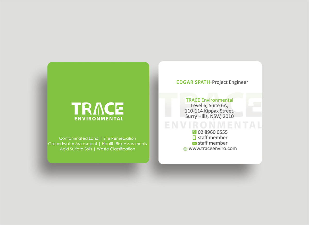 Diseño de Tarjeta de Presentación por Designs 2019 para TRACE Environmental | Diseño #12726479