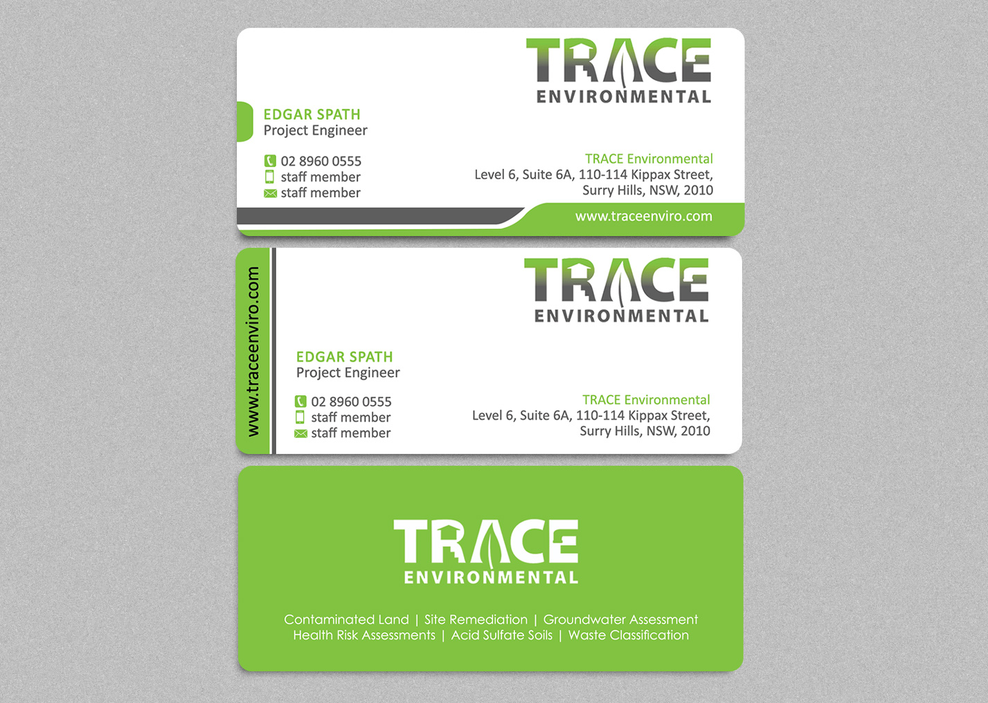 Business Card Design by Designs 2019 for TRACE Environmental | Design #12729650