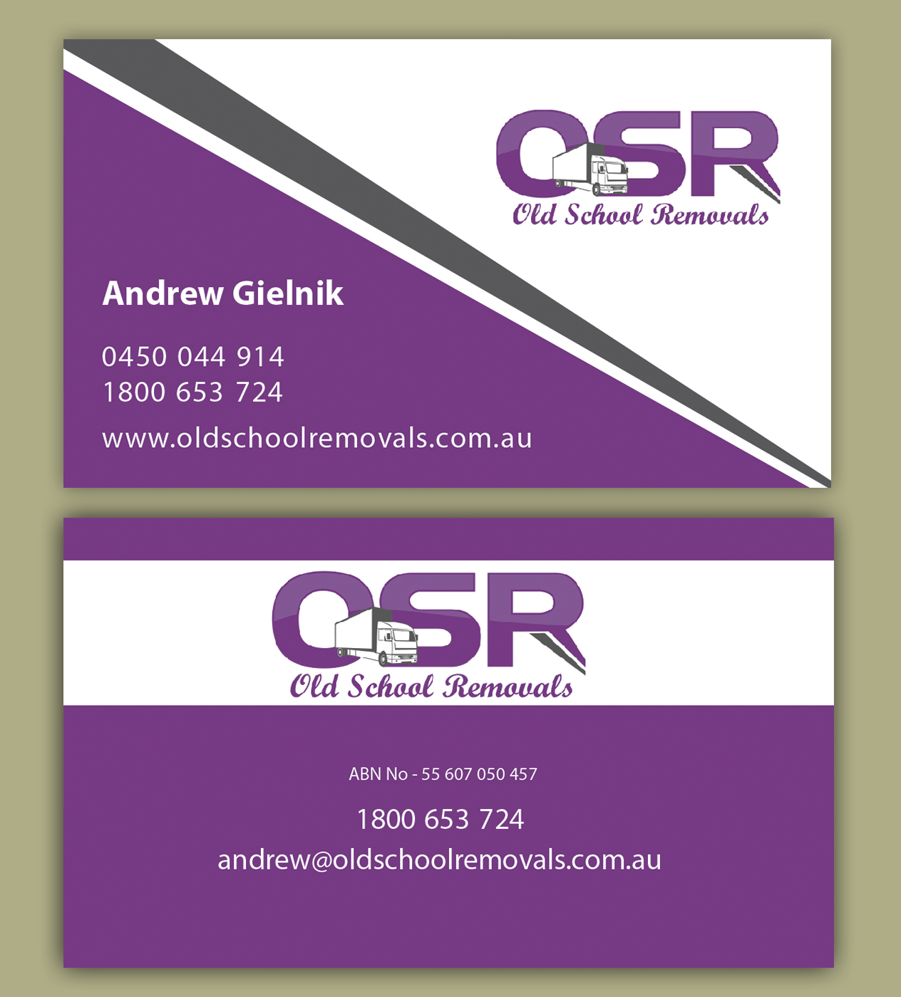 Business Card Design by shyamalart for Old School Removals Pty Ltd | Design #12707930