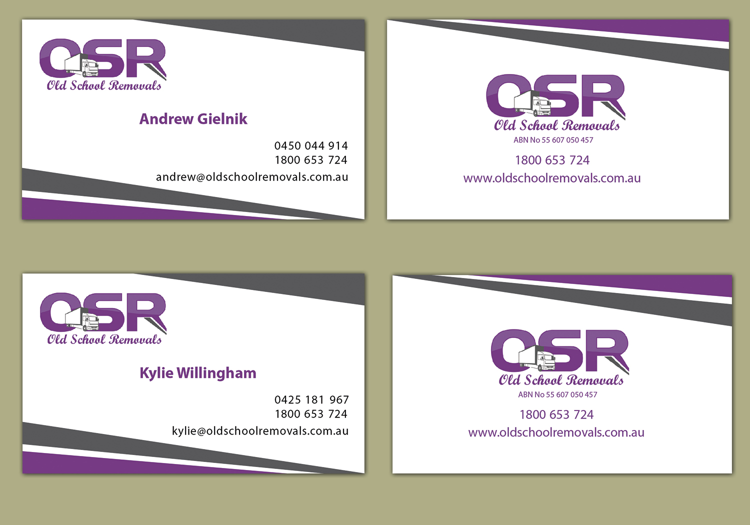 Design de Carte de Visite par shyamalart pour Old School Removals Pty Ltd | Design : #12732035