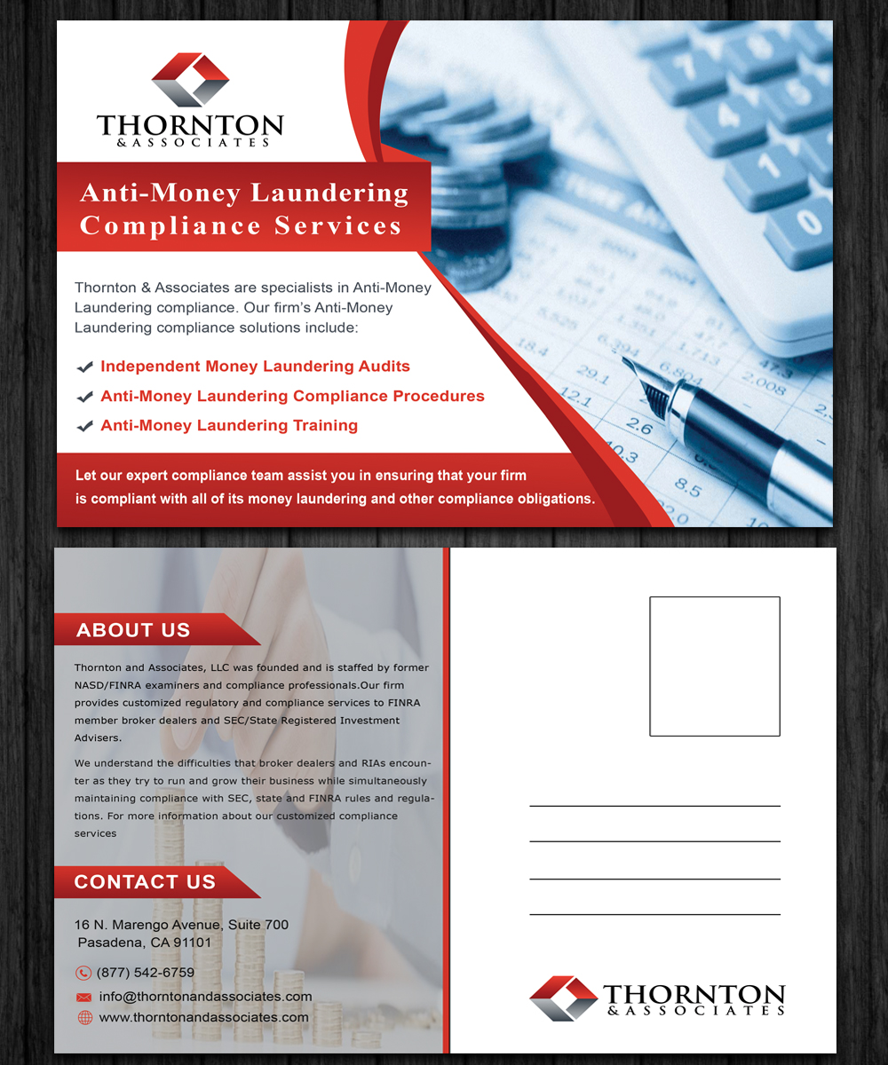 Design de Carte Postale par Imagine Box pour Thornton & Associates, LLC | Design #12819154