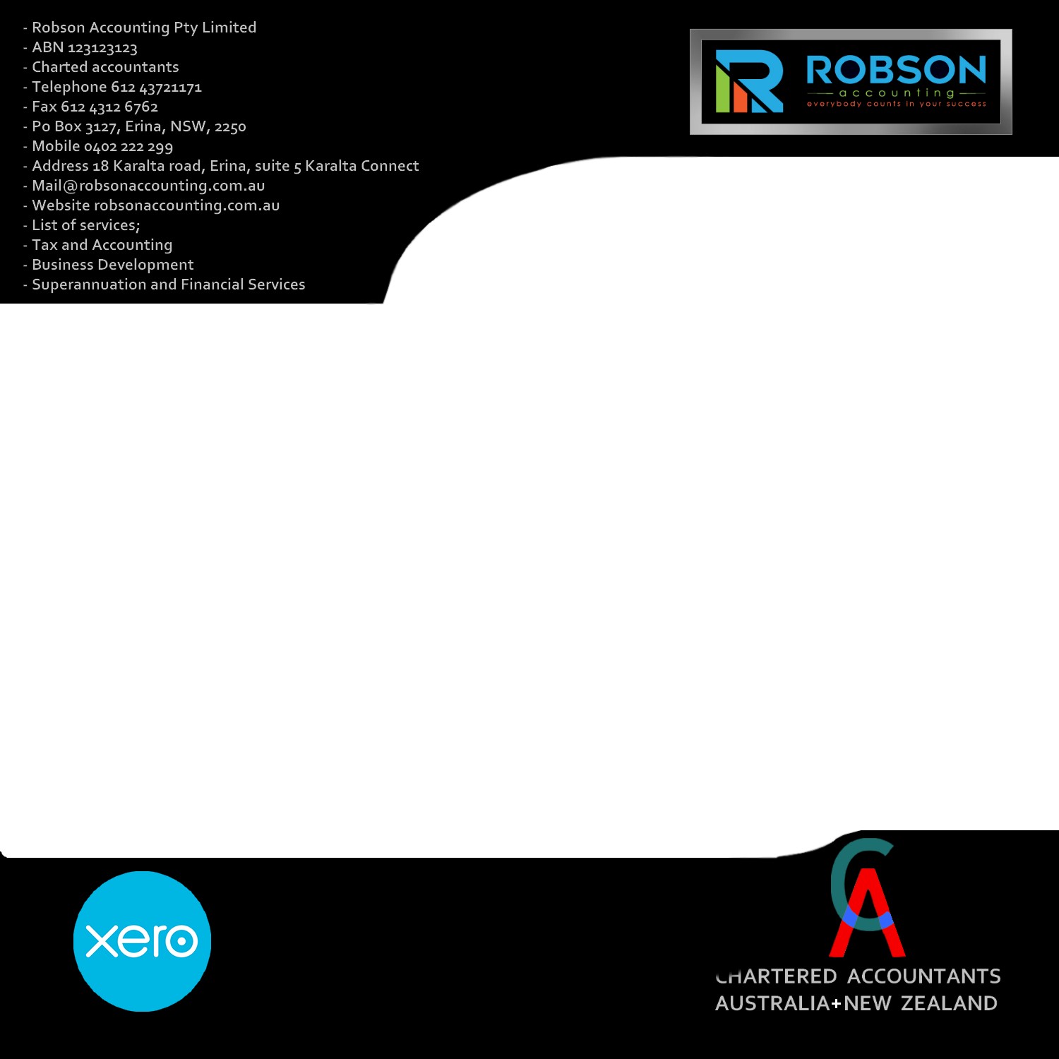 Stationery Design by designerone for Robson Accounting  | Design #12731488