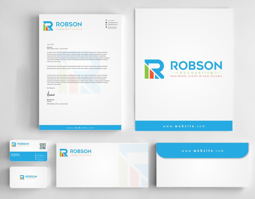 Stationery Design by AwsomeD for Robson Accounting  | Design #12738132