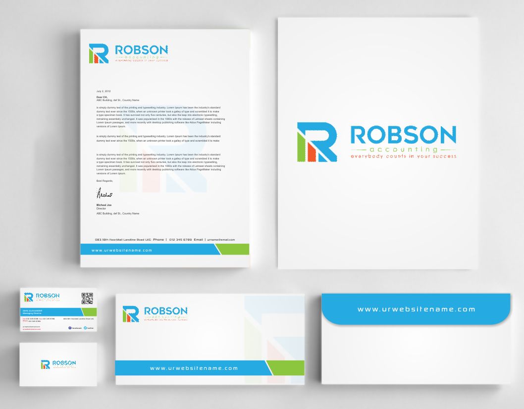 Stationery Design by AwsomeD for Robson Accounting  | Design #12738137