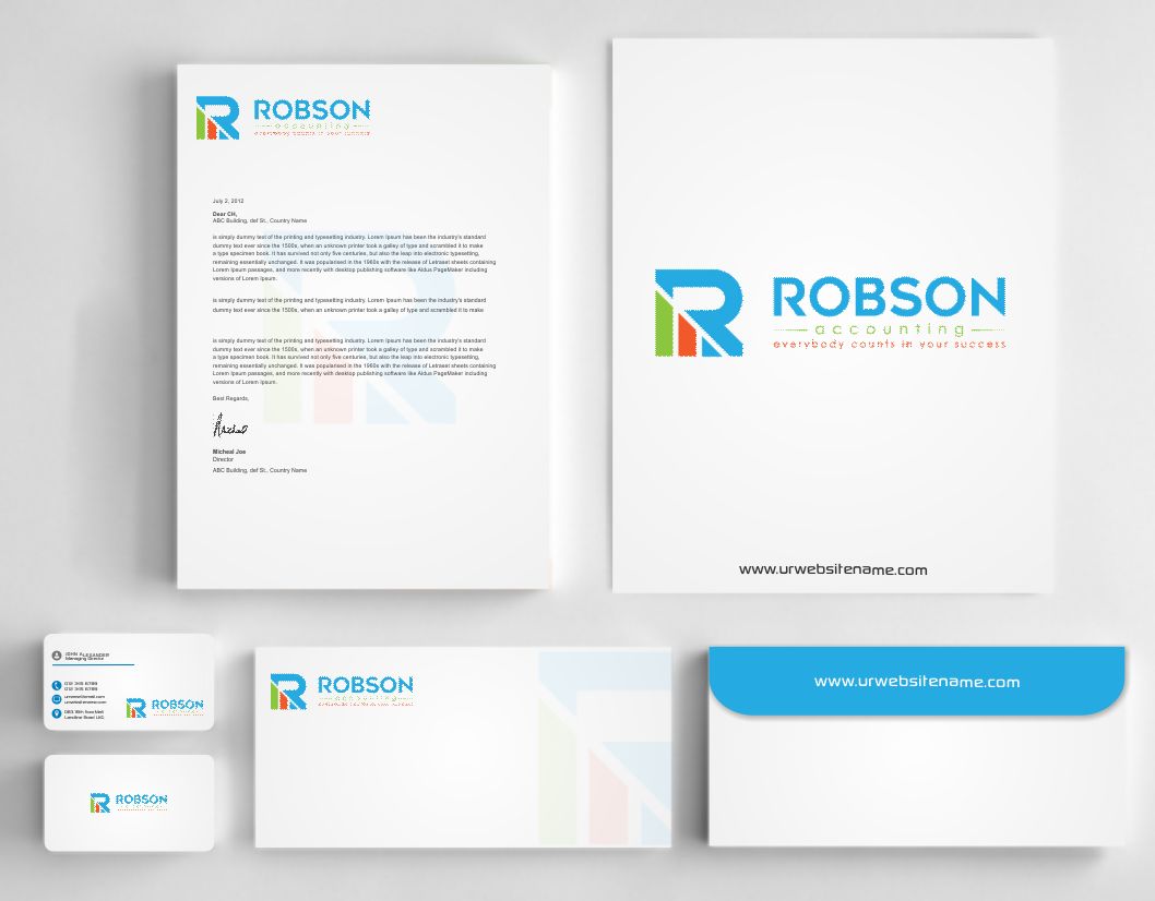 Stationery Design by AwsomeD for Robson Accounting  | Design #12738148