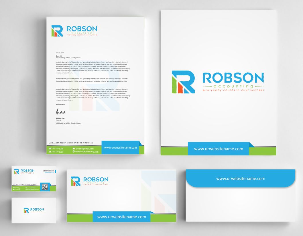 Stationery Design by AwsomeD for Robson Accounting  | Design #12738150