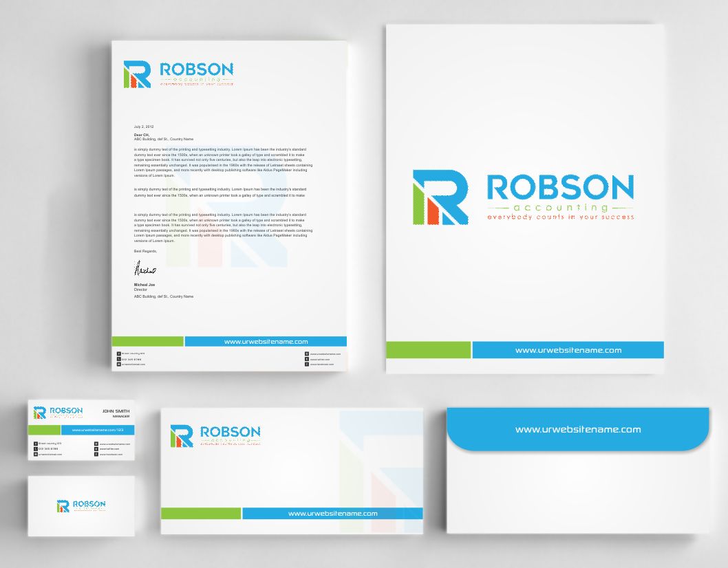 Stationery Design by AwsomeD for Robson Accounting  | Design #12738151
